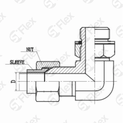 Угловой 90°, JIC 74°—Резьба М (Metric) регулируемая (ш-ш.к.)