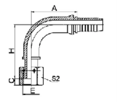 Фитинг ORFS 90° c плоским ниппелем