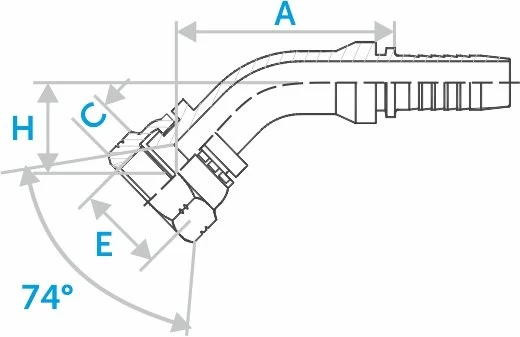 Фитинг JIC 45° ниппель-конус 74°