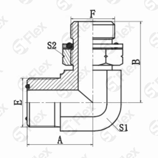 Угловой 90°, ORFS—Резьба G (BSPP) регулируемая (ш-ш.к.)
