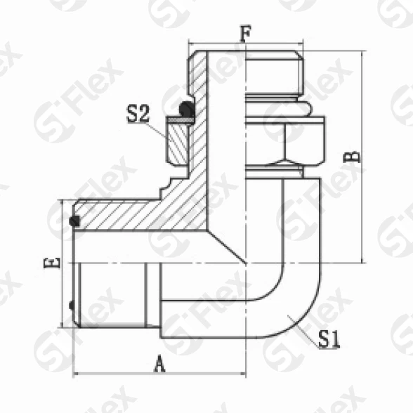 Угловой 90°, ORFS—Резьба М (Metric) регулируемая (ш-ш.к.)