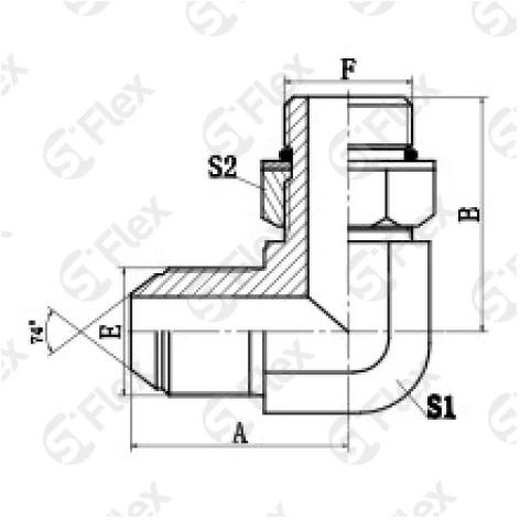Угловой 90°, DKI 74°—Резьба UN (UNF) регулируемая (ш-ш.к.)