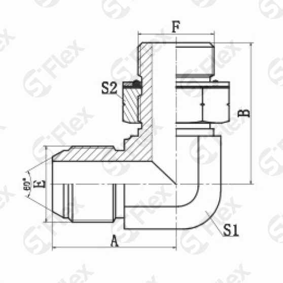Угловой 90°, JIS 60° BSP Toyota—Резьба G (BSPP) регулируемая (ш-ш.к.)