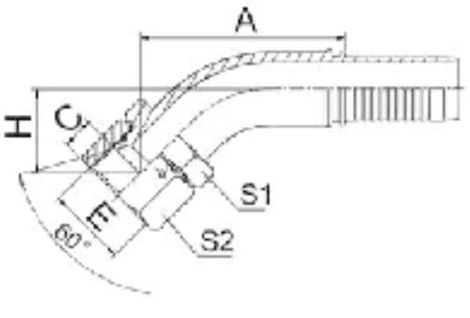 Фитинг JIS 45° (Komatsu) ниппель-конус 60°