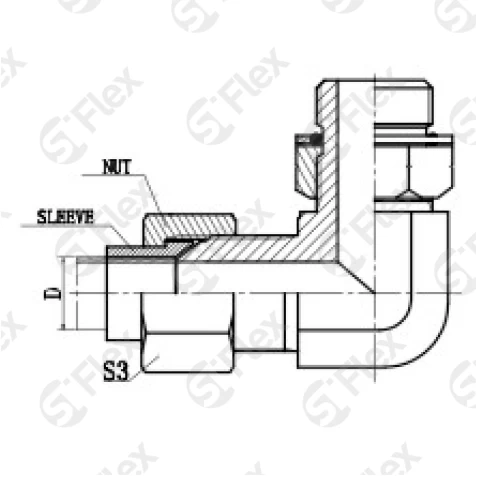Угловой 90°, DKI 74°—Резьба G (BSPP) регулируемая (ш-ш.к.)