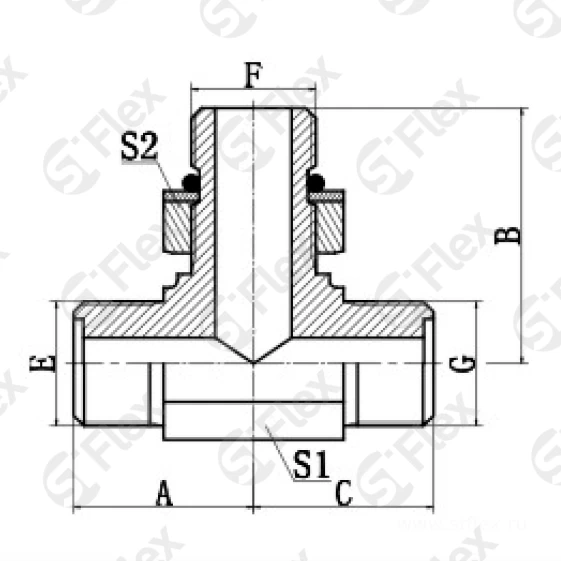 Т-образный, ORFS Метрический—Резьба М регулируемая (ш-ш.к-ш)
