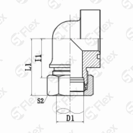 Угловой 90°, Фланец SFL—DKO-L/S 24°, укороченный, проходной (ш-ф)