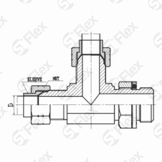 Т-образный, JIC 74°—Резьба G (BSPP) регулируемая (ш-ш-ш.к.)