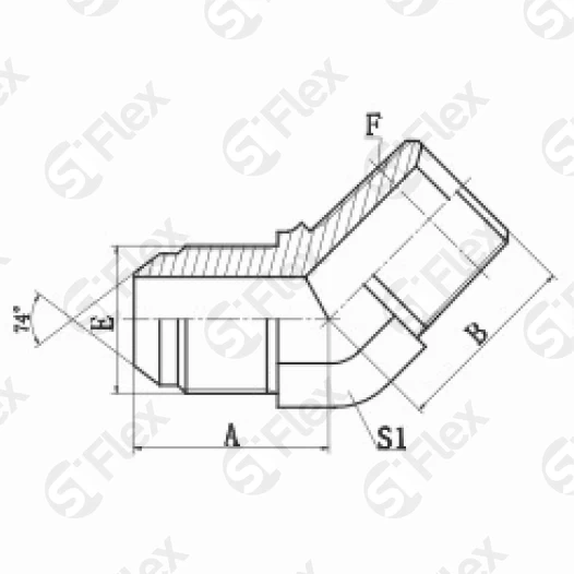 Угловой 45°, JIC 74°—Резьба Z (NPT), ввертной (ш-ш)
