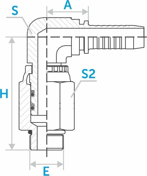 Фитинг SAE 90° с вращающимся штуцером и уплотнительным кольцом
