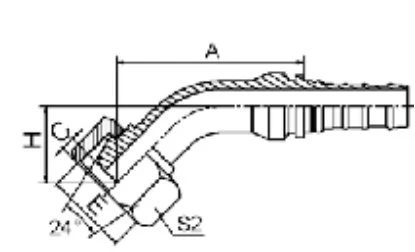 Фитинг-гайка 45° DKOS ниппель-конус 24° с уплотнительным кольцом (Interlock)