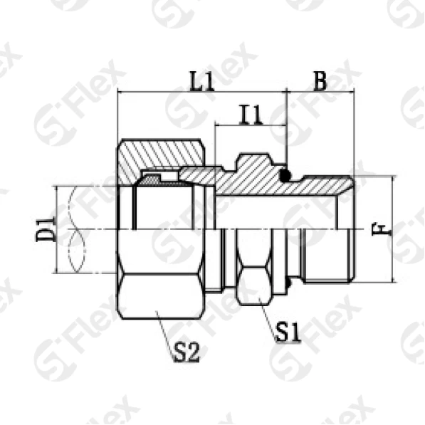 Прямой, DKO-L/S 24°—Резьба М (Metric), ED - уплотнение, ввертной (ш-ш.к.)