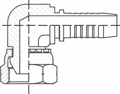 Фитинг BSP 90° с двойным шестигранником ниппель-конус 60°