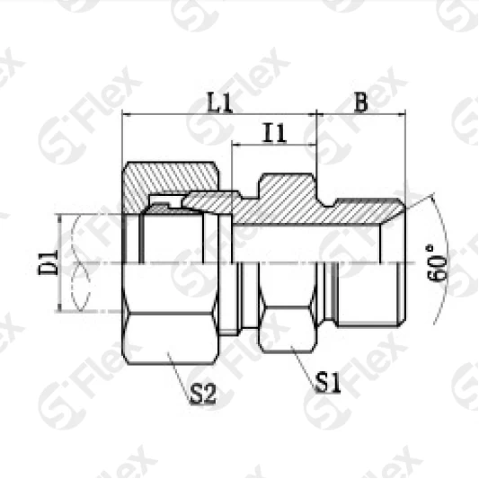 Прямой, DKO-L/S 24°—Соединение BSP 60°, проходной (ш-ш)