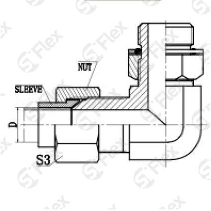 Угловой 90°, DKI 74°—Резьба М (Metric) регулируемая (ш-ш.к.)