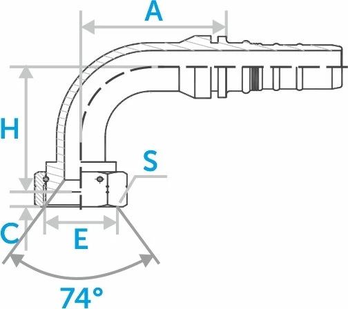 Фитинг JIC 90° ниппель-конус 74° (Interlock)