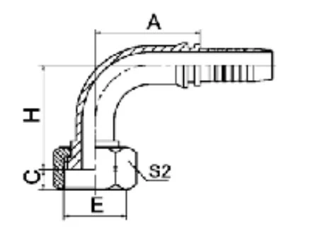 Фитинг ORFS 90° c плоским ниппелем