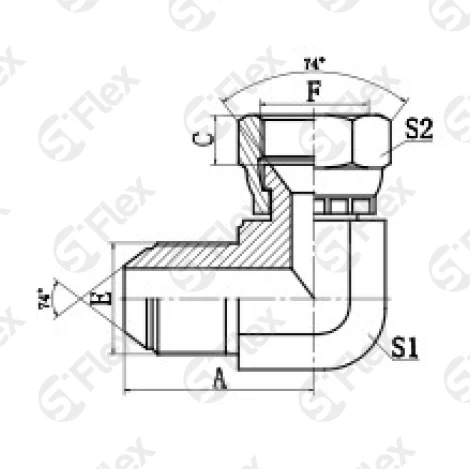 Угловой 90°, DKI 74°, проходной (ш-г)