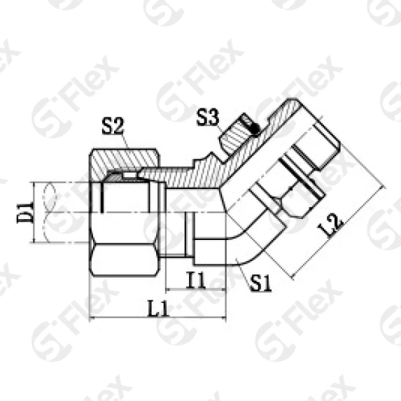 Угловой 45°, DKO-L/S 24°—Резьба G (BSPP) регулируемая (ш-ш.к.)