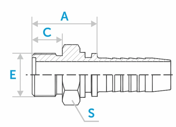 Фитинг-штуцер ORFS Metric с плоским уплотнительным кольцом