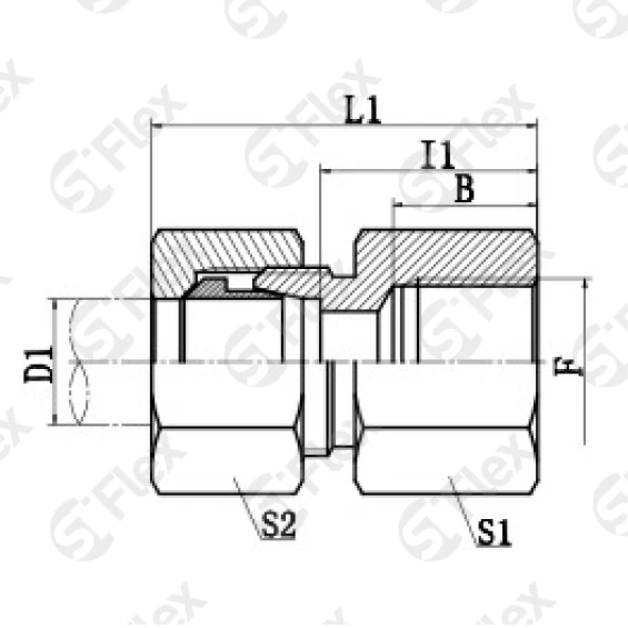 Прямой DKO-L/S 24°—Резьба G (BSPP), проходной (ш-г)