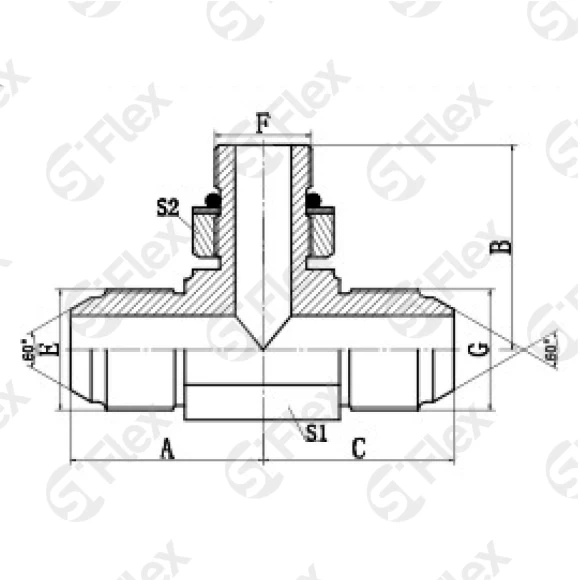 Т-образный, JIS 60° Komatsu—Резьба М (Metric) регулируемая (ш-ш.к.-ш)