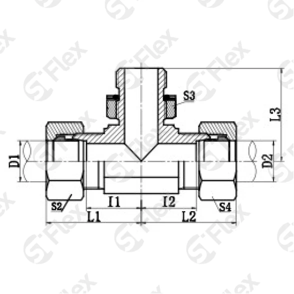 Т-образный, DKO-L/S 24°—Резьба G (BSPP) регулируемая (ш-ш.к.-ш)