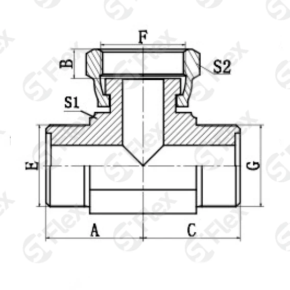Т-образный, ORFS Метрический, проходной (ш-г-ш)