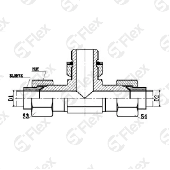Т-образный, DKI 74°—Резьба М (Metric) регулируемая (ш-ш.к.-ш)