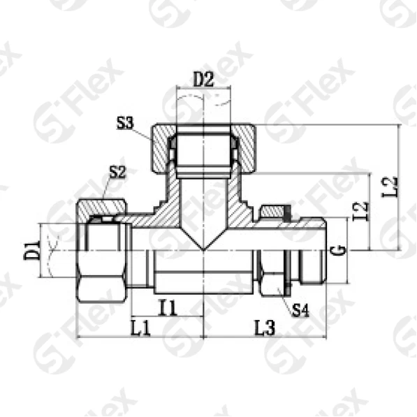Т-образный, DKO-L/S 24°—Резьба G (BSPP) регулируемая (ш-ш-ш.к.)