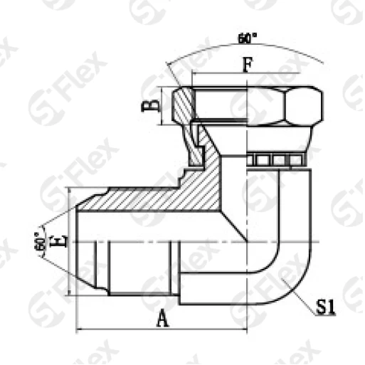 Угловой 90°, JIS 60° Komatsu, проходной (ш-г)