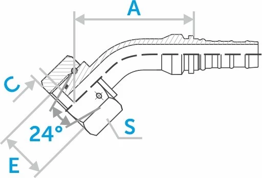 Фитинг-гайка 45° DKOS ниппель-конус 24° с уплотнительным кольцом (Interlock)