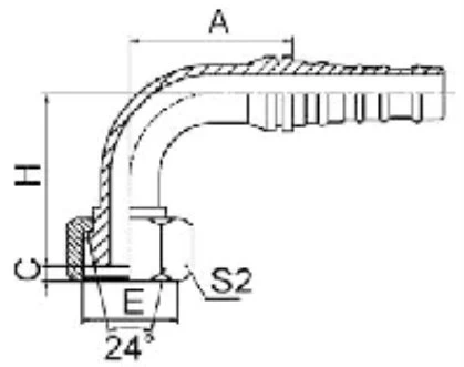 Фитинг-гайка 90° DKOS ниппель-конус 24° с уплотнительным кольцом (Interlock)