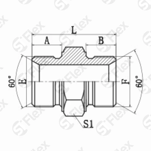 Прямой, DKL 60°—DKL 60°, проходной (ш-ш)