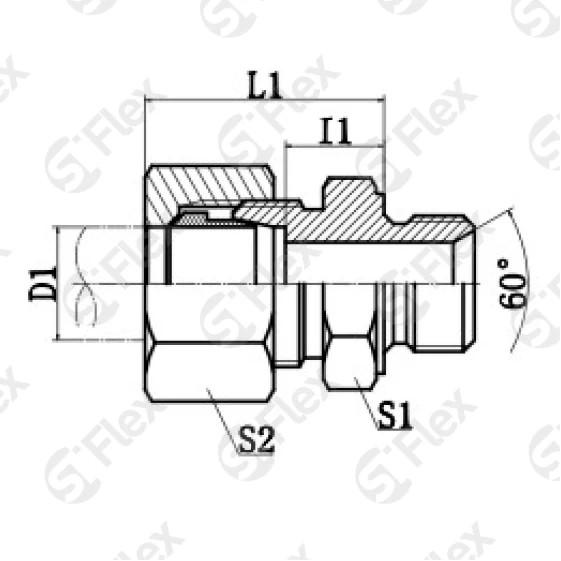 Прямой, DKO-L/S 24°—Соединение DK/DKM, проходной (ш-ш)