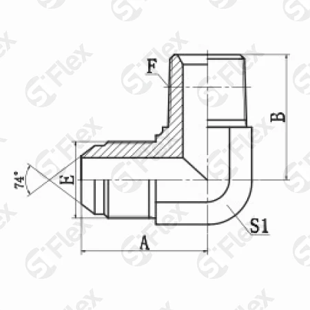 Угловой 90°, JIC 74°—Резьба R (BSPT), ввертной (ш-ш)