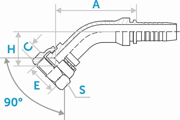 Фитинг SAE 45° ниппель-конус 90°