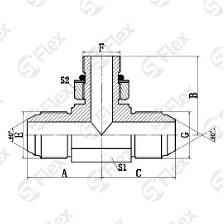 Т-образный, JIS 60° Komatsu—Резьба М (Metric) регулируемая (ш-ш.к.-ш)