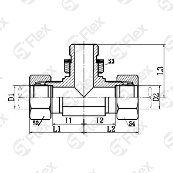 Т-образный, DKO-L/S 24°—Резьба М (Metric) регулируемая (ш-ш.к.-ш)