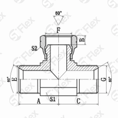 Т-образный, BSP 60°, проходной (ш-г-ш)