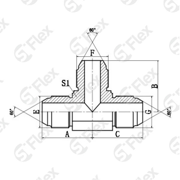Т-образный, JIS 60° Komatsu, проходной (ш-ш-ш)