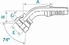 Фитинг JIC 45° ниппель-конус 74°