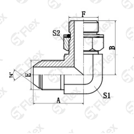 Угловой 90°, DKI 74°—Резьба G (BSPP) регулируемая (ш-ш.к.)
