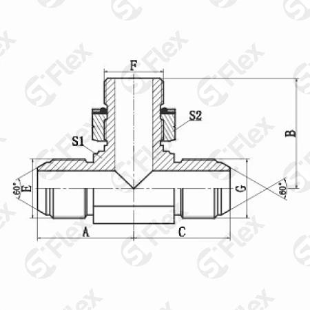 Т-образный, JIS 60° BSP Toyota—Резьба G (BSPP) регулируемая (ш-ш.к.-ш)