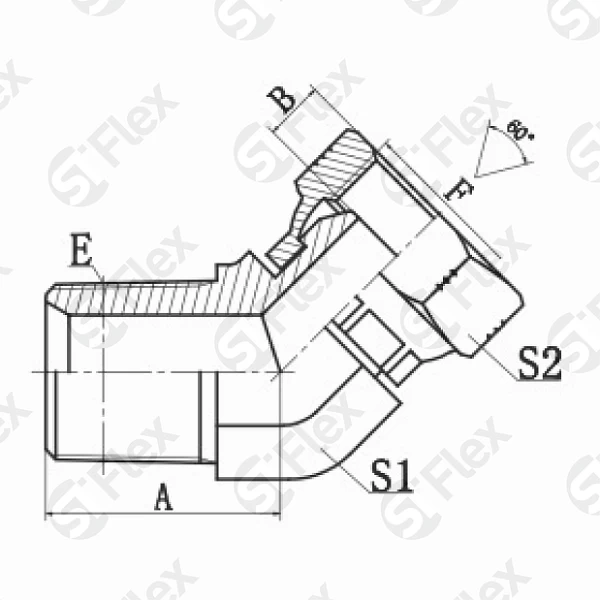 Угловой 45°, NPSM 60°—Резьба Z (NPT), ввертной (ш-г)