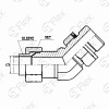 Угловой 45°, JIC 74°—Резьба G (BSPP) регулируемая (ш-ш.к.)