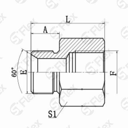 Прямой, BSP 60°—Резьба G (BSPP) внутренняя, проходной (ш-г)