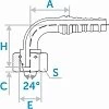 Фитинг-гайка 90° DKOS ниппель-конус 24° с уплотнительным кольцом (Interlock)