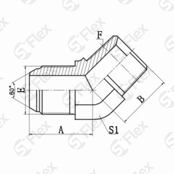 Угловой 45°, JIS 60° BSP Toyota—Резьба R (BSPT), ввертной (ш-ш)