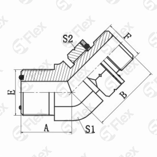 Угловой 45°, ORFS—Резьба G (BSPP) регулируемая (ш-ш.к.)